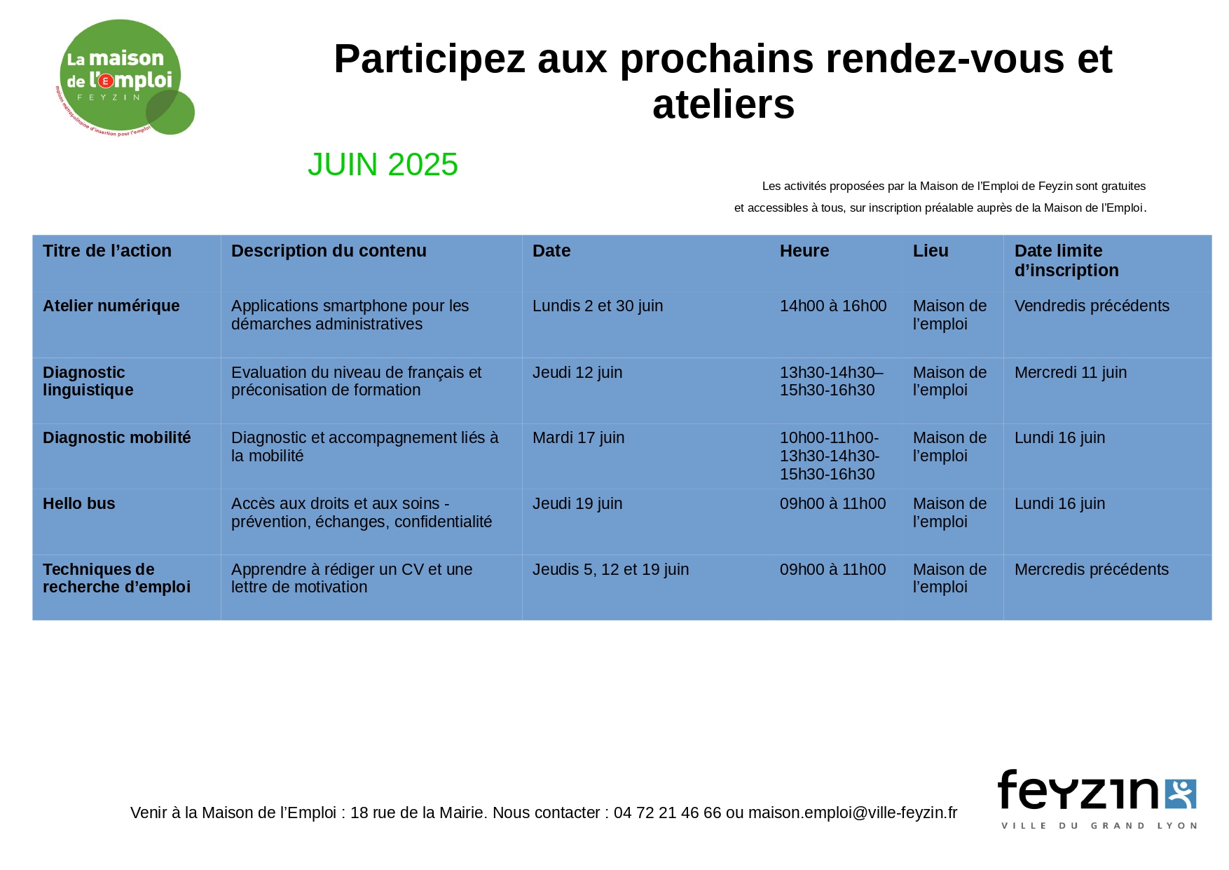 planning MDE juin